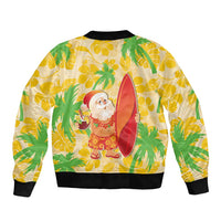 Aloha Hawaii Christmas Sleeve Zip Bomber Jacket Mele Kalikimaka Funny Santa Palaka Quilt Motifs LT14 - Polynesian Pride