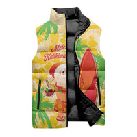 Aloha Hawaii Christmas Sleeveless Puffer Jacket Mele Kalikimaka Funny Santa Palaka Quilt Motifs LT14 - Polynesian Pride