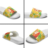Aloha Hawaii Christmas Slide Sandals Mele Kalikimaka Funny Santa Palaka Quilt Motifs LT14 - Polynesian Pride