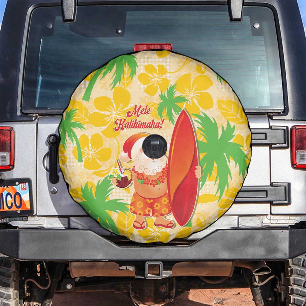 Aloha Hawaii Christmas Spare Tire Cover Mele Kalikimaka Funny Santa Palaka Quilt Motifs LT14 Yellow - Polynesian Pride