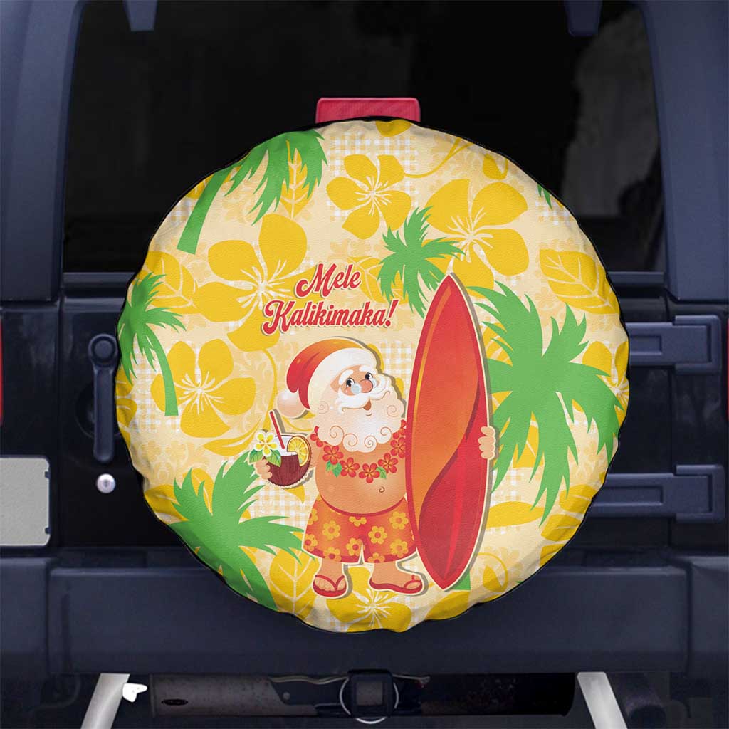 Aloha Hawaii Christmas Spare Tire Cover Mele Kalikimaka Funny Santa Palaka Quilt Motifs LT14 No hole Yellow - Polynesian Pride