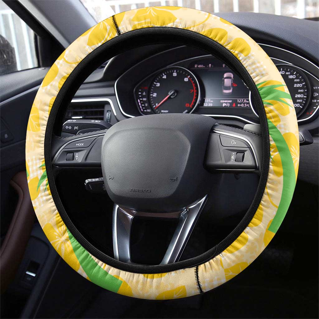 Aloha Hawaii Christmas Steering Wheel Cover Mele Kalikimaka Funny Santa Palaka Quilt Motifs LT14 - Polynesian Pride