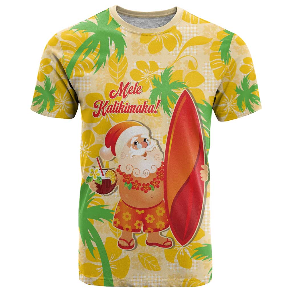 Aloha Hawaii Christmas T Shirt Mele Kalikimaka Funny Santa Palaka Quilt Motifs LT14 Yellow - Polynesian Pride