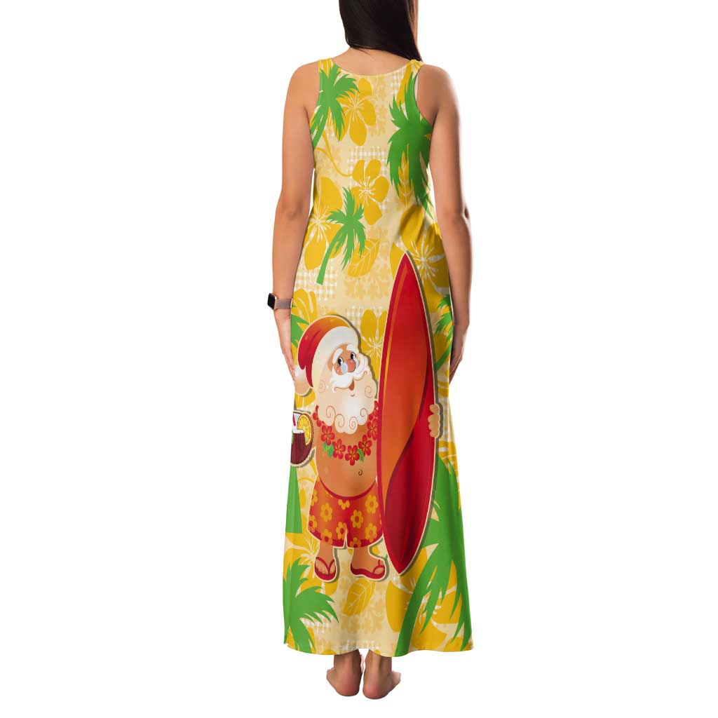 Aloha Hawaii Christmas Tank Maxi Dress Mele Kalikimaka Funny Santa Palaka Quilt Motifs LT14 - Polynesian Pride