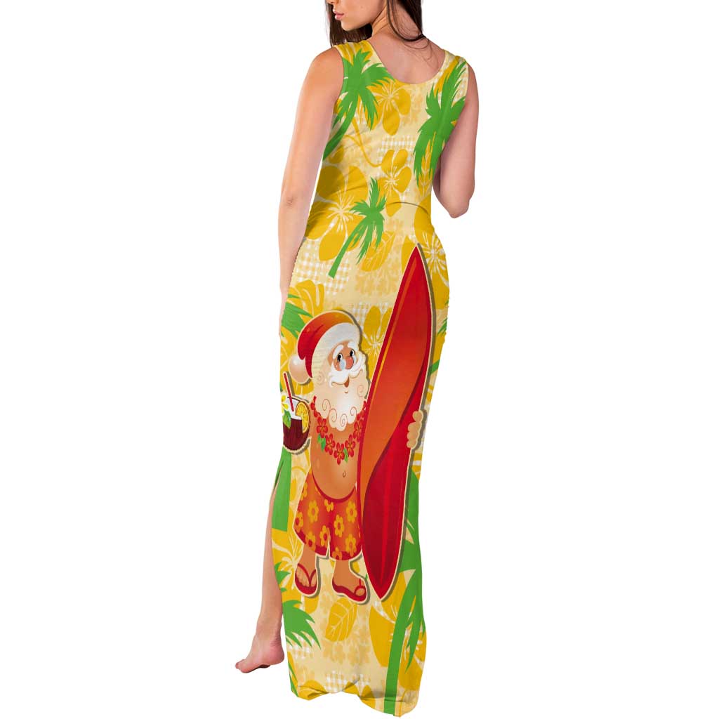 Aloha Hawaii Christmas Tank Maxi Dress Mele Kalikimaka Funny Santa Palaka Quilt Motifs LT14 - Polynesian Pride