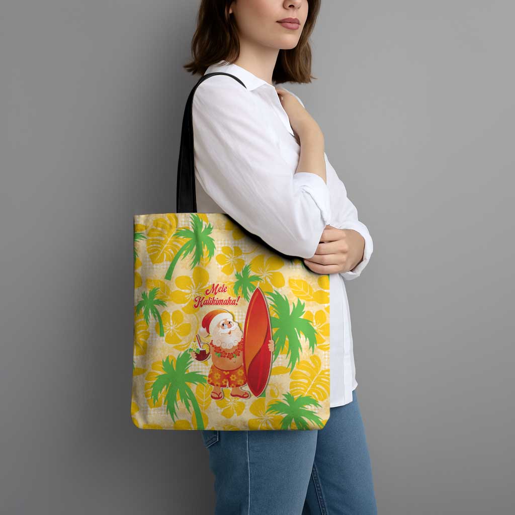 Aloha Hawaii Christmas Tote Bag Mele Kalikimaka Funny Santa Palaka Quilt Motifs LT14 - Polynesian Pride