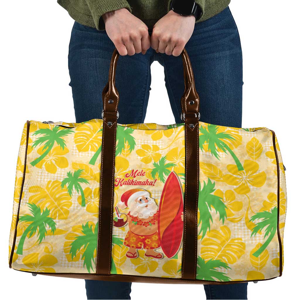 Aloha Hawaii Christmas Travel Bag Mele Kalikimaka Funny Santa Palaka Quilt Motifs LT14 Yellow - Polynesian Pride