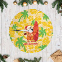 Aloha Hawaii Christmas Tree Skirt Mele Kalikimaka Funny Santa Palaka Quilt Motifs LT14 Casual Yellow - Polynesian Pride