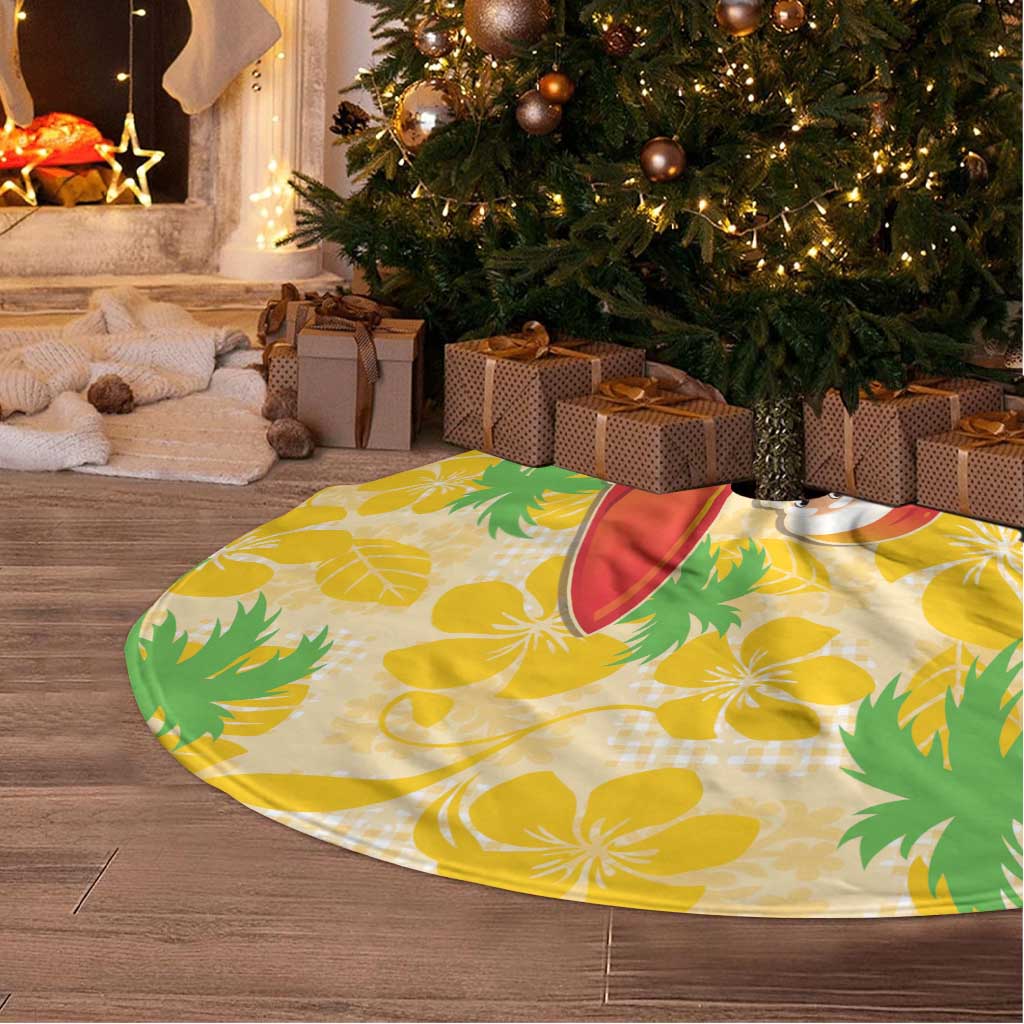Aloha Hawaii Christmas Tree Skirt Mele Kalikimaka Funny Santa Palaka Quilt Motifs LT14 - Polynesian Pride