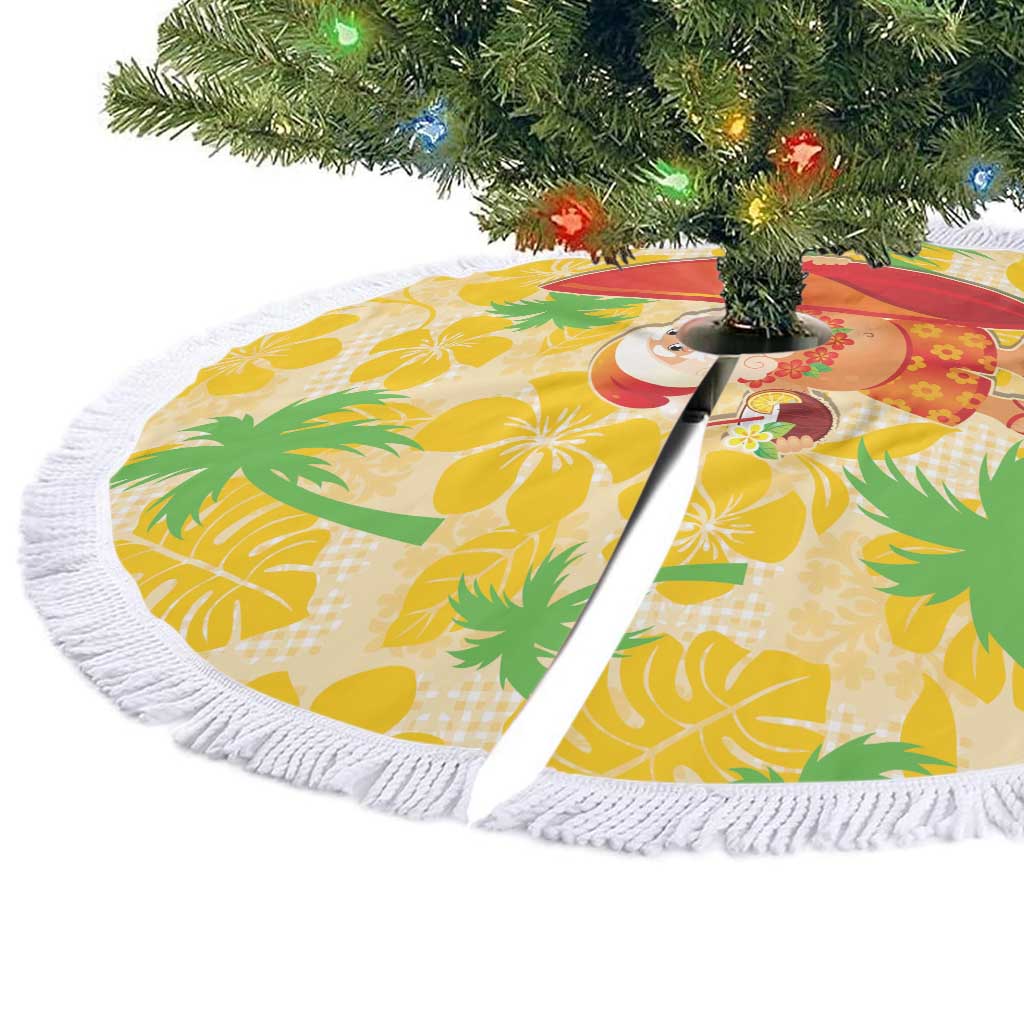 Aloha Hawaii Christmas Tree Skirt Mele Kalikimaka Funny Santa Palaka Quilt Motifs LT14 - Polynesian Pride