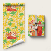 Aloha Hawaii Christmas Wrapping Paper Mele Kalikimaka Funny Santa Palaka Quilt Motifs LT14 58" × 23" Yellow - Polynesian Pride