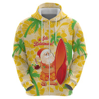 Aloha Hawaii Christmas Zip Hoodie Mele Kalikimaka Funny Santa Palaka Quilt Motifs LT14 - Polynesian Pride