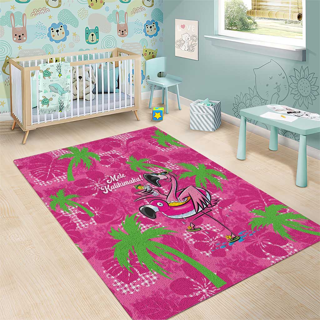 Aloha Hawaii Christmas Area Rug Mele Kalikimaka Chill Flamingo Palaka Quilt Motifs LT14 - Polynesian Pride