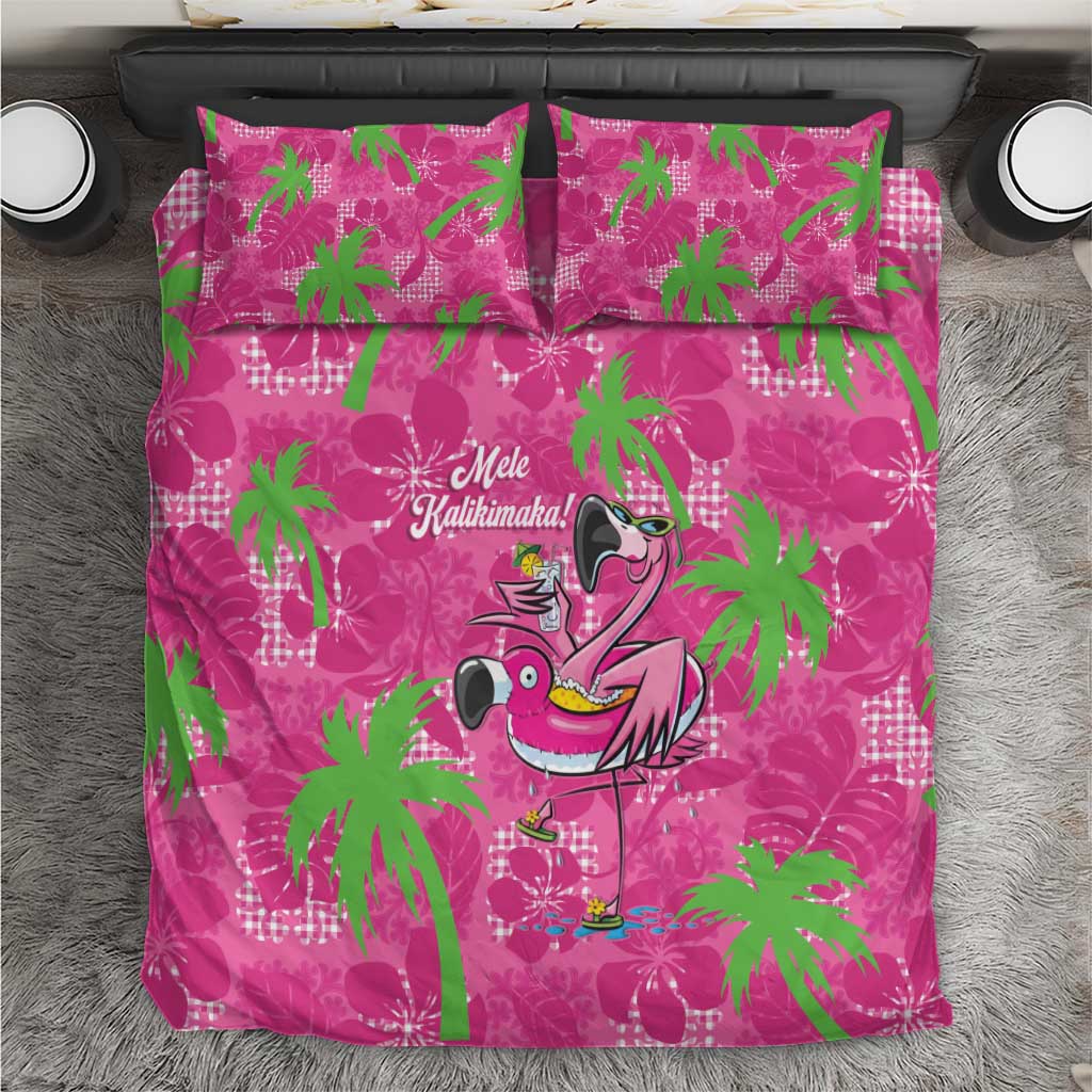 Aloha Hawaii Christmas Bedding Set Mele Kalikimaka Chill Flamingo Palaka Quilt Motifs LT14 Pink - Polynesian Pride