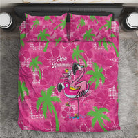 Aloha Hawaii Christmas Bedding Set Mele Kalikimaka Chill Flamingo Palaka Quilt Motifs LT14 Pink - Polynesian Pride