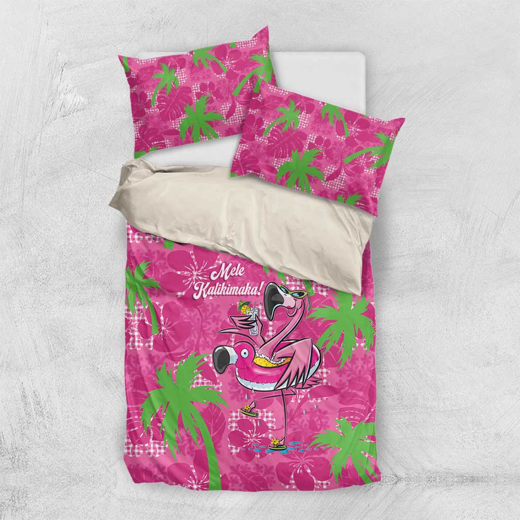 Aloha Hawaii Christmas Bedding Set Mele Kalikimaka Chill Flamingo Palaka Quilt Motifs LT14 US Twin 172cm x 218cm Pink - Polynesian Pride