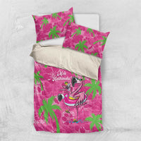Aloha Hawaii Christmas Bedding Set Mele Kalikimaka Chill Flamingo Palaka Quilt Motifs LT14 US Twin 172cm x 218cm Pink - Polynesian Pride