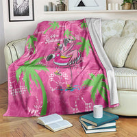 Aloha Hawaii Christmas Blanket Mele Kalikimaka Chill Flamingo Palaka Quilt Motifs LT14 Pink - Polynesian Pride