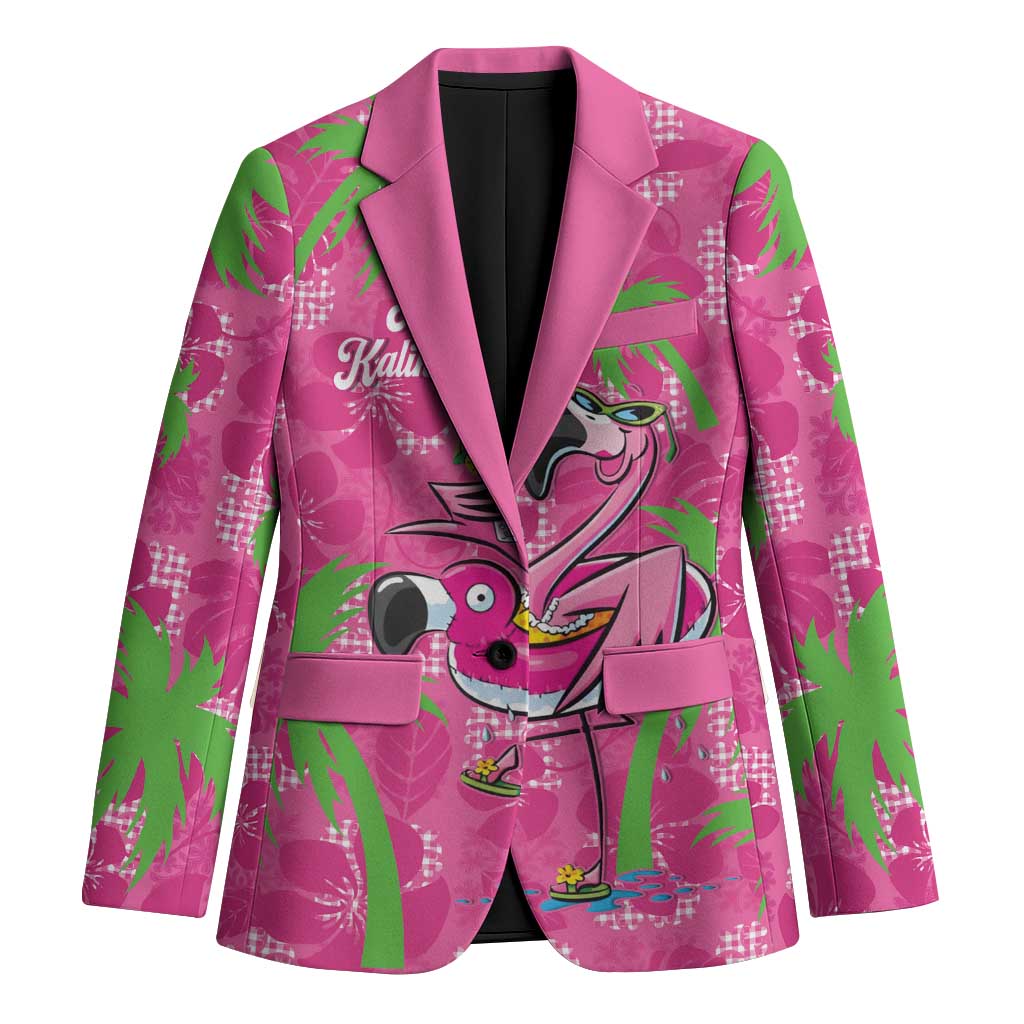 Aloha Hawaii Christmas Blazer Mele Kalikimaka Chill Flamingo Palaka Quilt Motifs LT14 Unisex Pink - Polynesian Pride