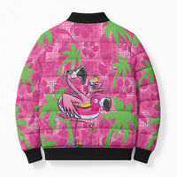 Aloha Hawaii Christmas Bomber Puffer Jacket Mele Kalikimaka Chill Flamingo Palaka Quilt Motifs LT14 - Polynesian Pride