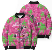 Aloha Hawaii Christmas Bomber Puffer Jacket Mele Kalikimaka Chill Flamingo Palaka Quilt Motifs LT14 - Polynesian Pride