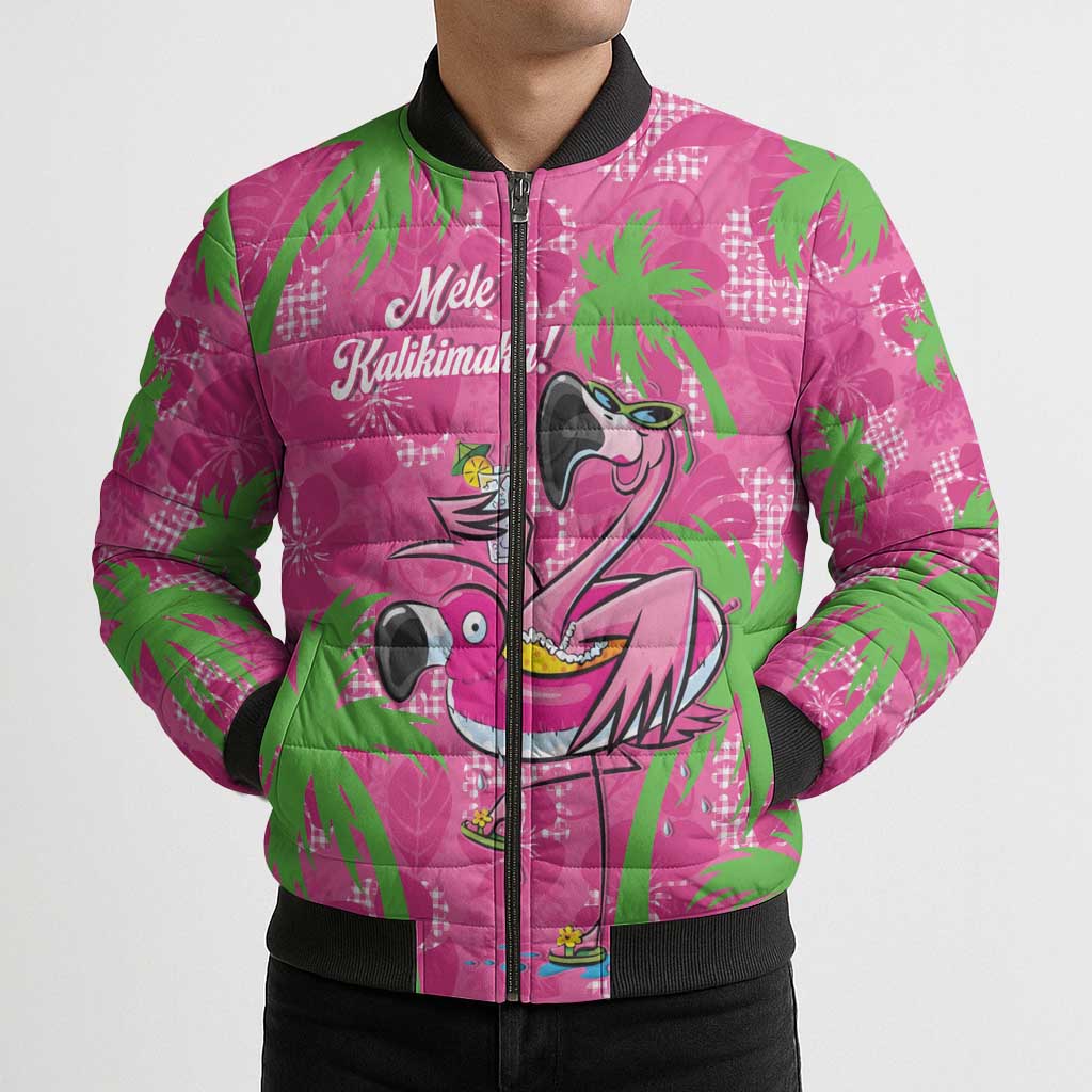 Aloha Hawaii Christmas Bomber Puffer Jacket Mele Kalikimaka Chill Flamingo Palaka Quilt Motifs LT14 - Polynesian Pride