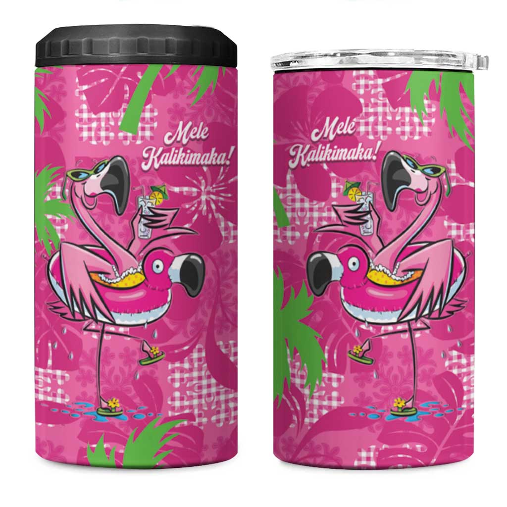 Aloha Hawaii Christmas 4 in 1 Can Cooler Tumbler Mele Kalikimaka Chill Flamingo Palaka Quilt Motifs LT14 One Size: 16 oz Pink - Polynesian Pride
