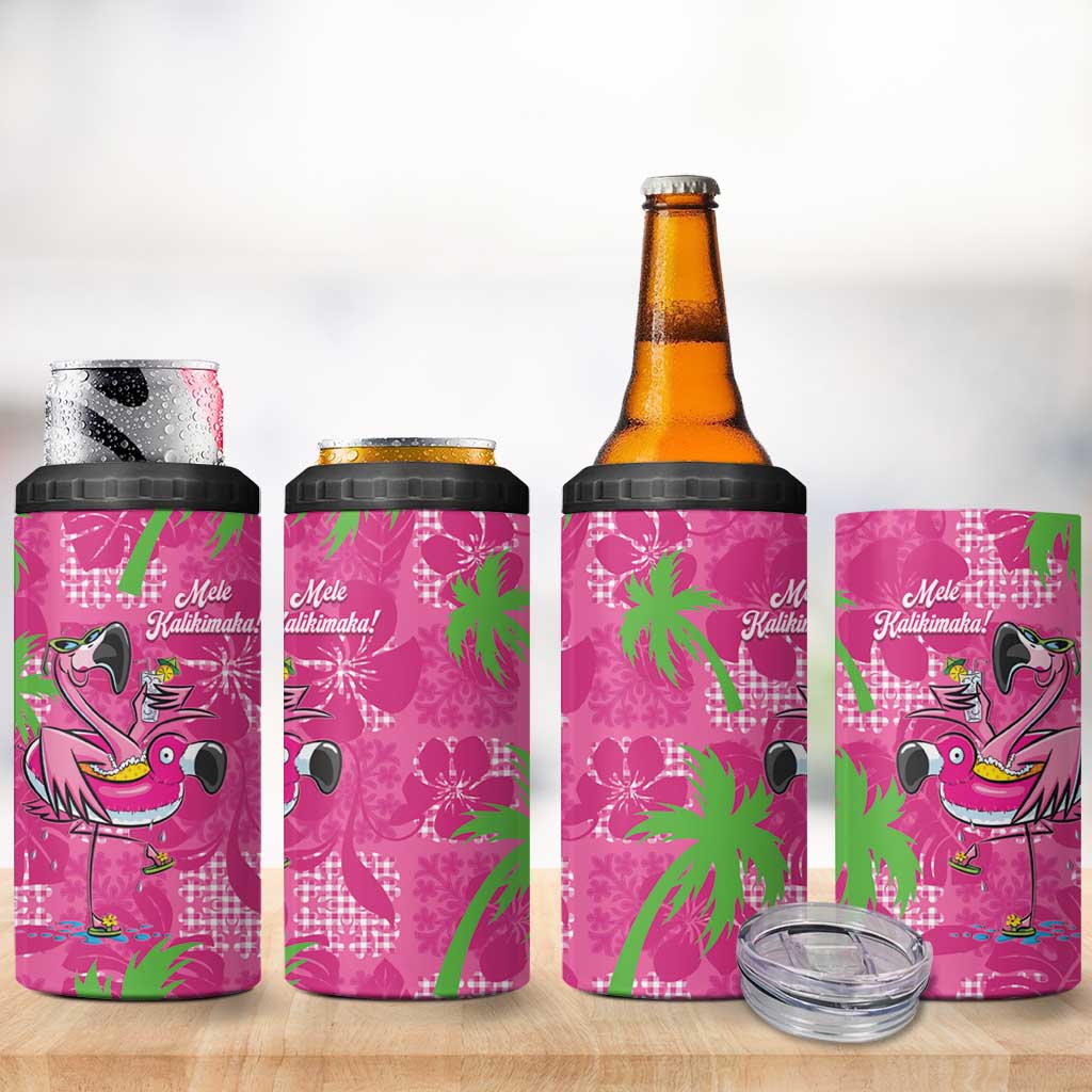 Aloha Hawaii Christmas 4 in 1 Can Cooler Tumbler Mele Kalikimaka Chill Flamingo Palaka Quilt Motifs LT14 - Polynesian Pride