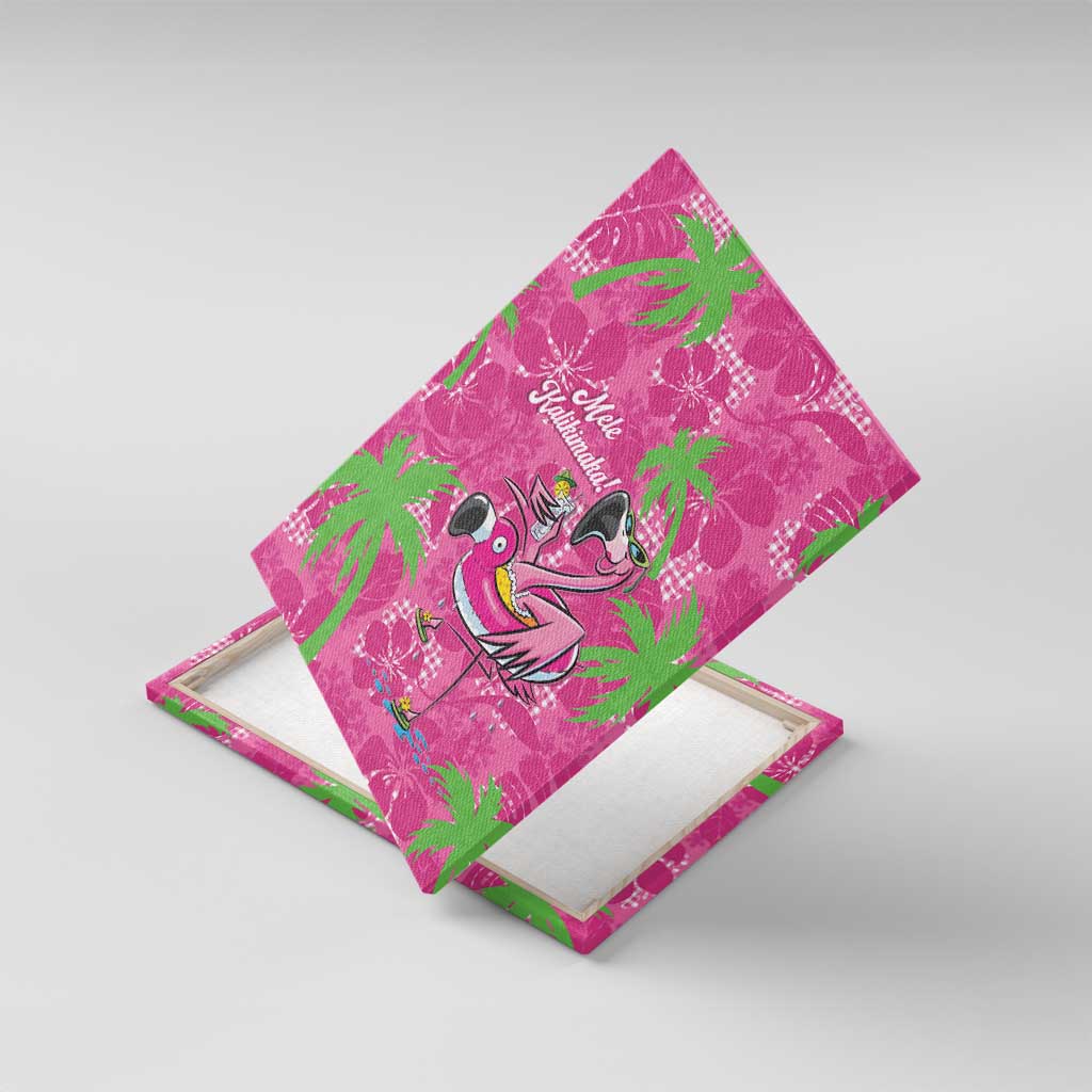 Aloha Hawaii Christmas Canvas Wall Art Mele Kalikimaka Chill Flamingo Palaka Quilt Motifs LT14 With Frame Pink - Polynesian Pride