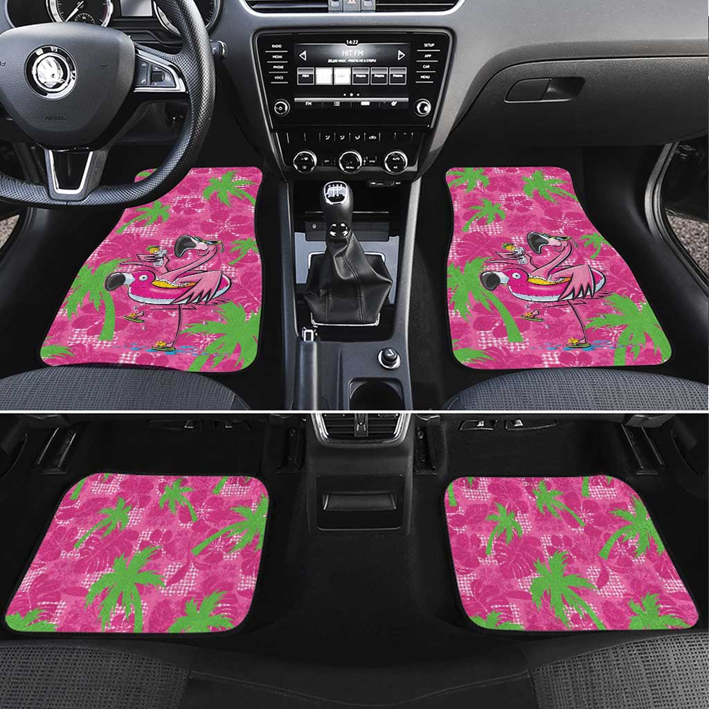 Aloha Hawaii Christmas Car Mats Mele Kalikimaka Chill Flamingo Palaka Quilt Motifs LT14 Set 4pcs Pink - Polynesian Pride