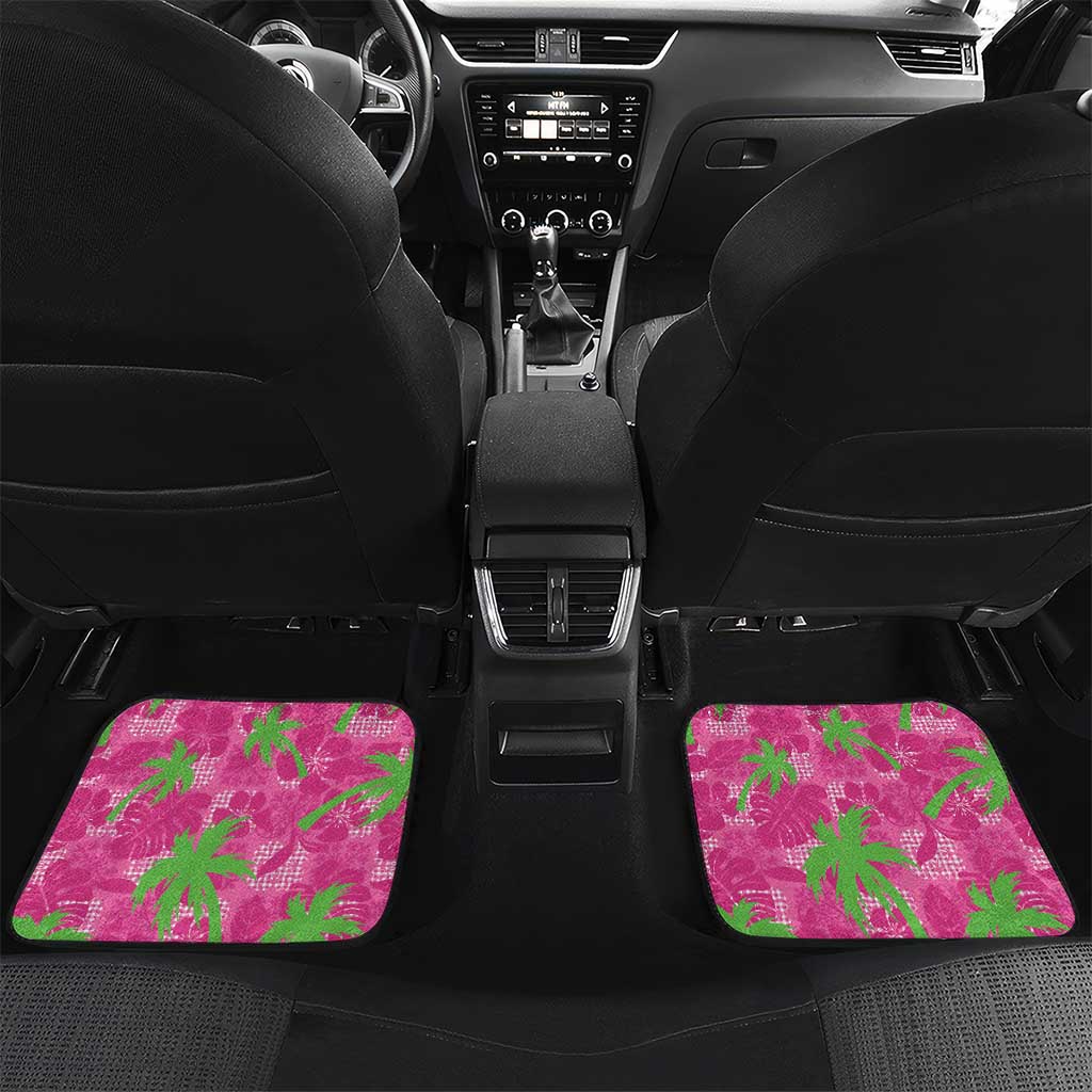 Aloha Hawaii Christmas Car Mats Mele Kalikimaka Chill Flamingo Palaka Quilt Motifs LT14 Set 2pcs - Back Pink - Polynesian Pride