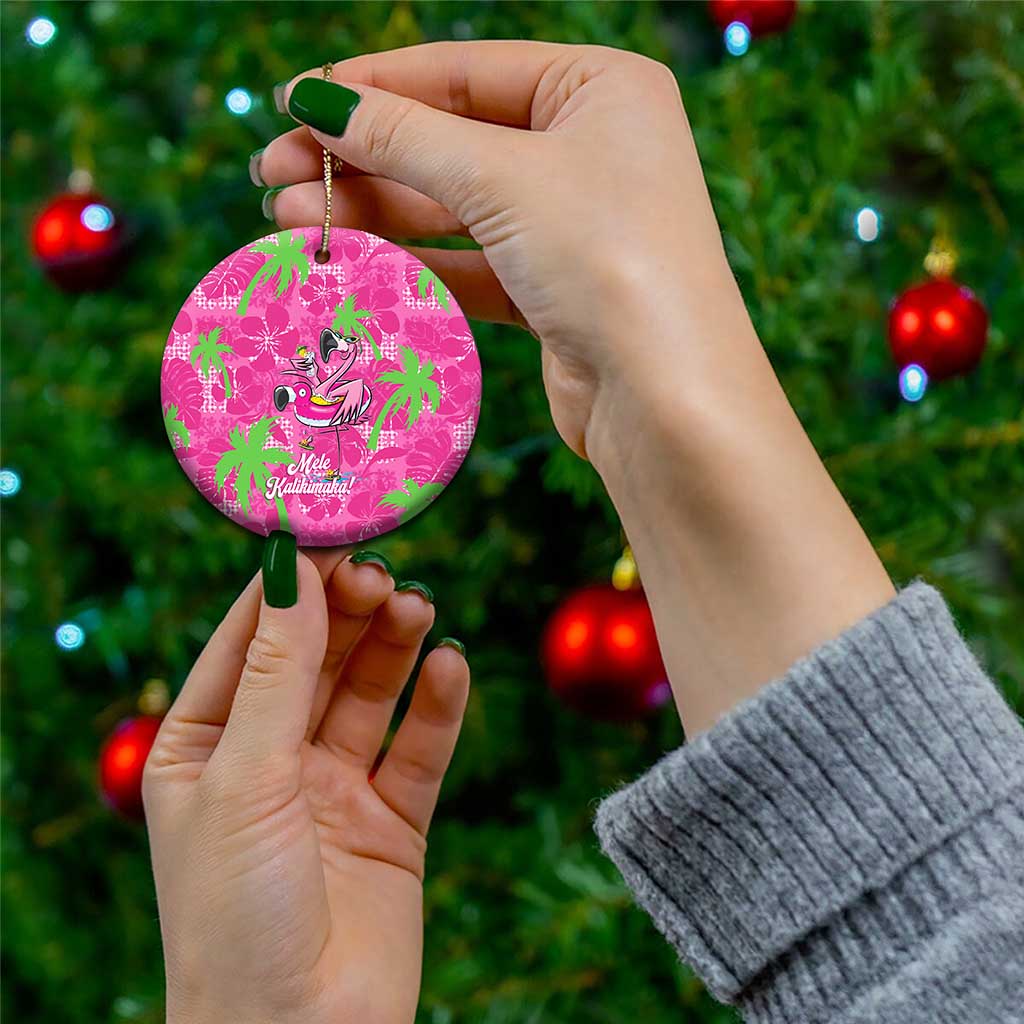 Aloha Hawaii Christmas Ceramic Ornament Mele Kalikimaka Chill Flamingo Palaka Quilt Motifs LT14 - Polynesian Pride