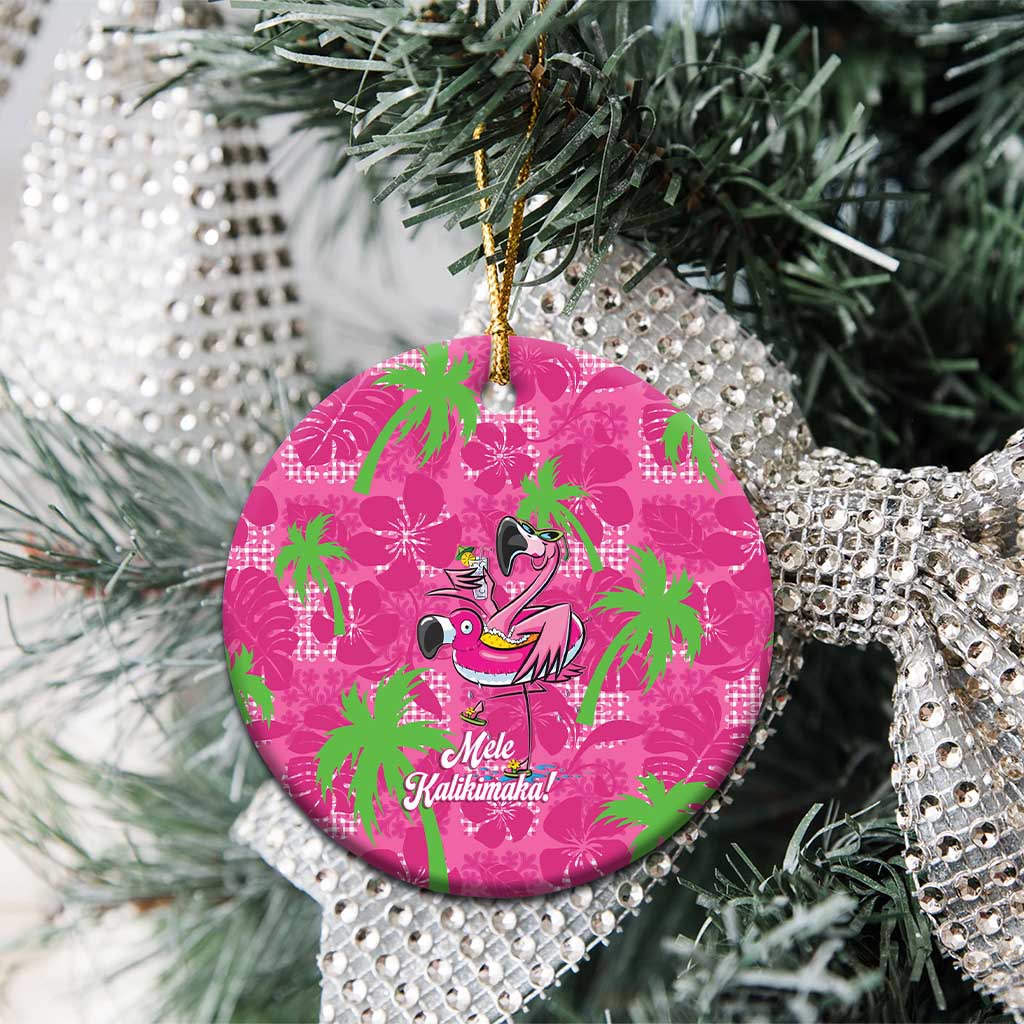 Aloha Hawaii Christmas Ceramic Ornament Mele Kalikimaka Chill Flamingo Palaka Quilt Motifs LT14 - Polynesian Pride