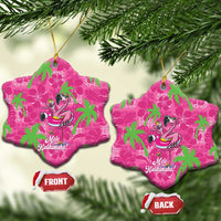 Aloha Hawaii Christmas Ceramic Ornament Mele Kalikimaka Chill Flamingo Palaka Quilt Motifs LT14 Snow Flake Pink - Polynesian Pride