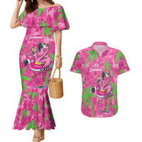 Aloha Hawaii Christmas Couples Matching Mermaid Dress and Hawaiian Shirt Mele Kalikimaka Chill Flamingo Palaka Quilt Motifs LT14 Pink - Polynesian Pride