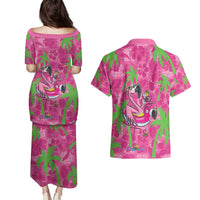 Aloha Hawaii Christmas Couples Matching Puletasi and Hawaiian Shirt Mele Kalikimaka Chill Flamingo Palaka Quilt Motifs LT14 - Polynesian Pride