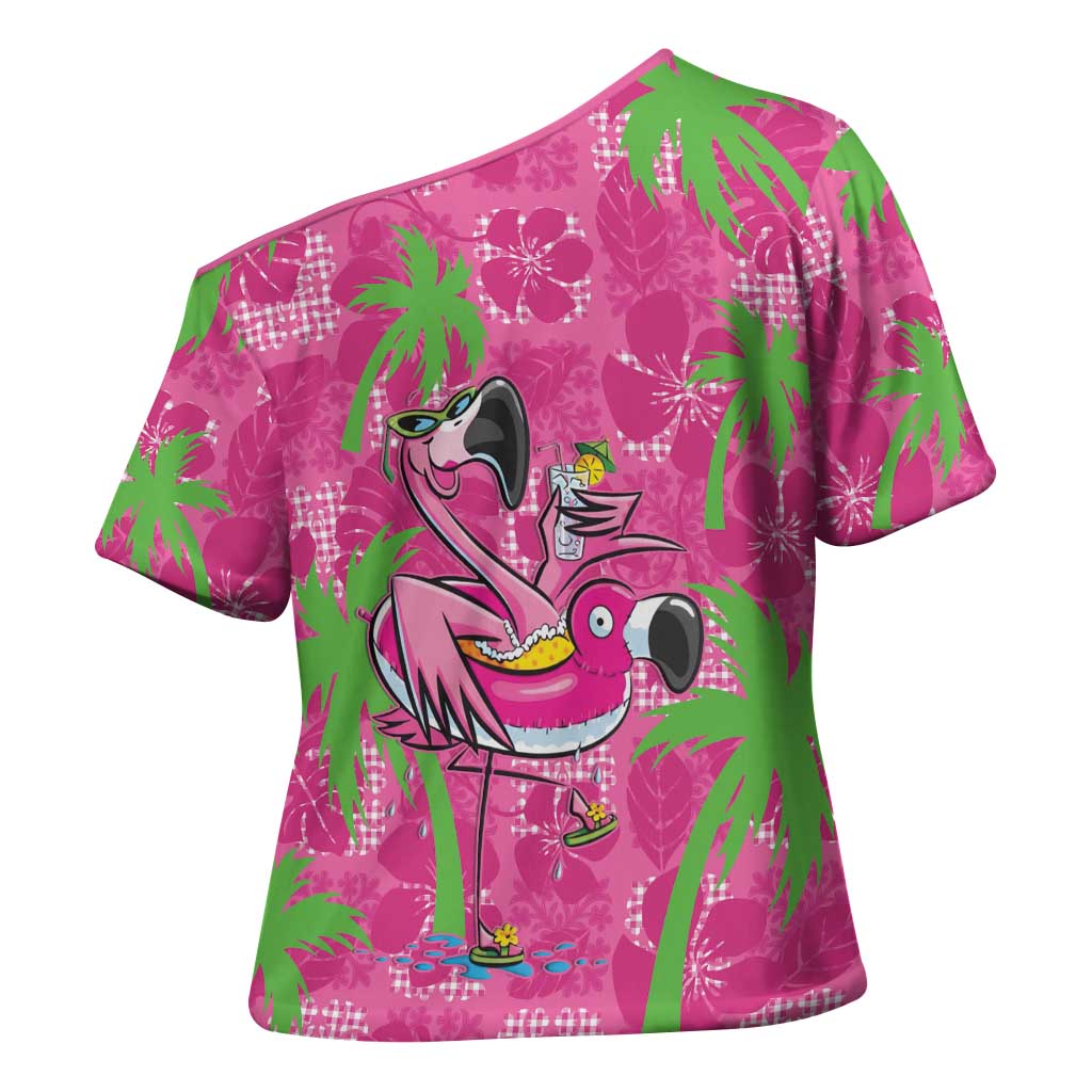 Aloha Hawaii Christmas Cross Shoulder Shirt Mele Kalikimaka Chill Flamingo Palaka Quilt Motifs LT14 - Polynesian Pride