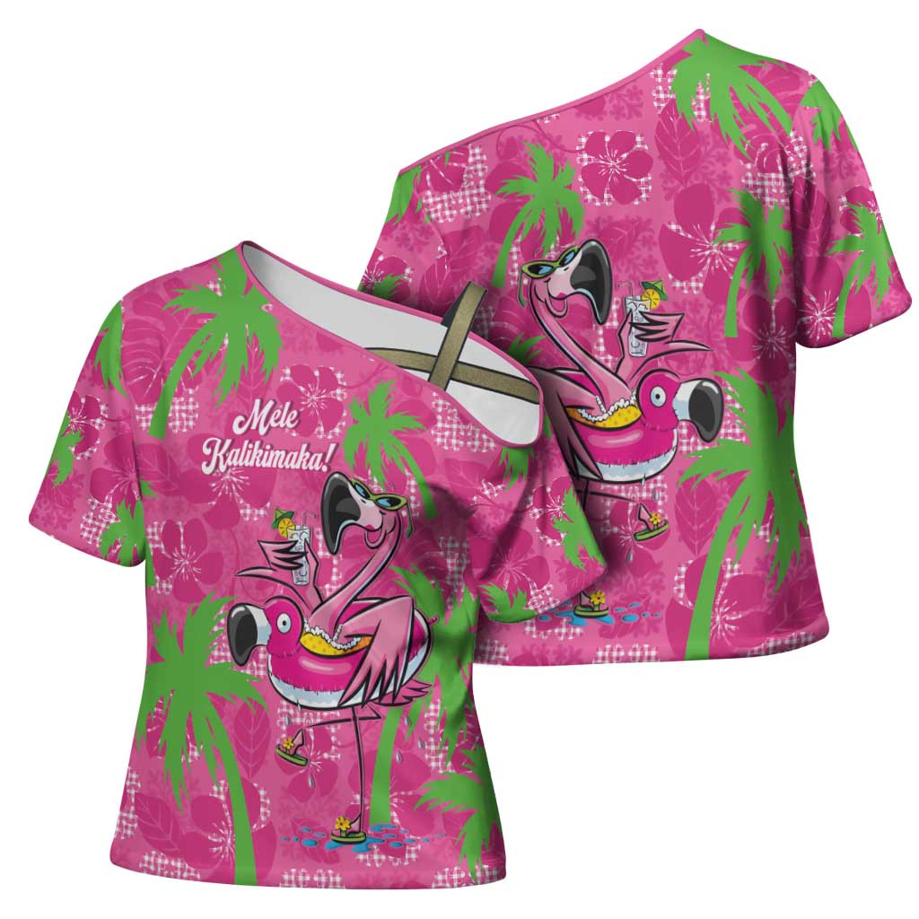 Aloha Hawaii Christmas Cross Shoulder Shirt Mele Kalikimaka Chill Flamingo Palaka Quilt Motifs LT14 - Polynesian Pride