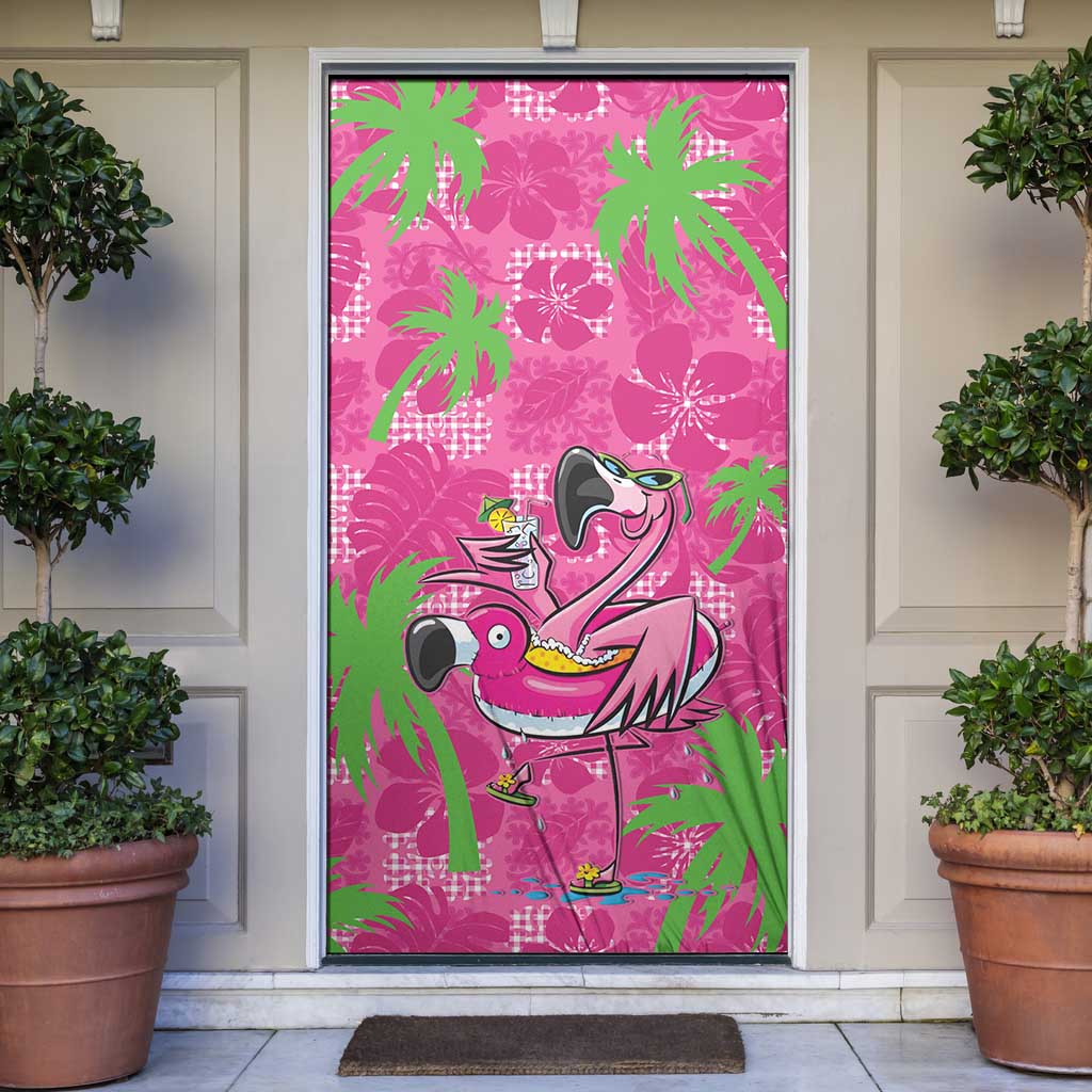 Aloha Hawaii Christmas Door Cover Mele Kalikimaka Chill Flamingo Palaka Quilt Motifs LT14 Pink - Polynesian Pride