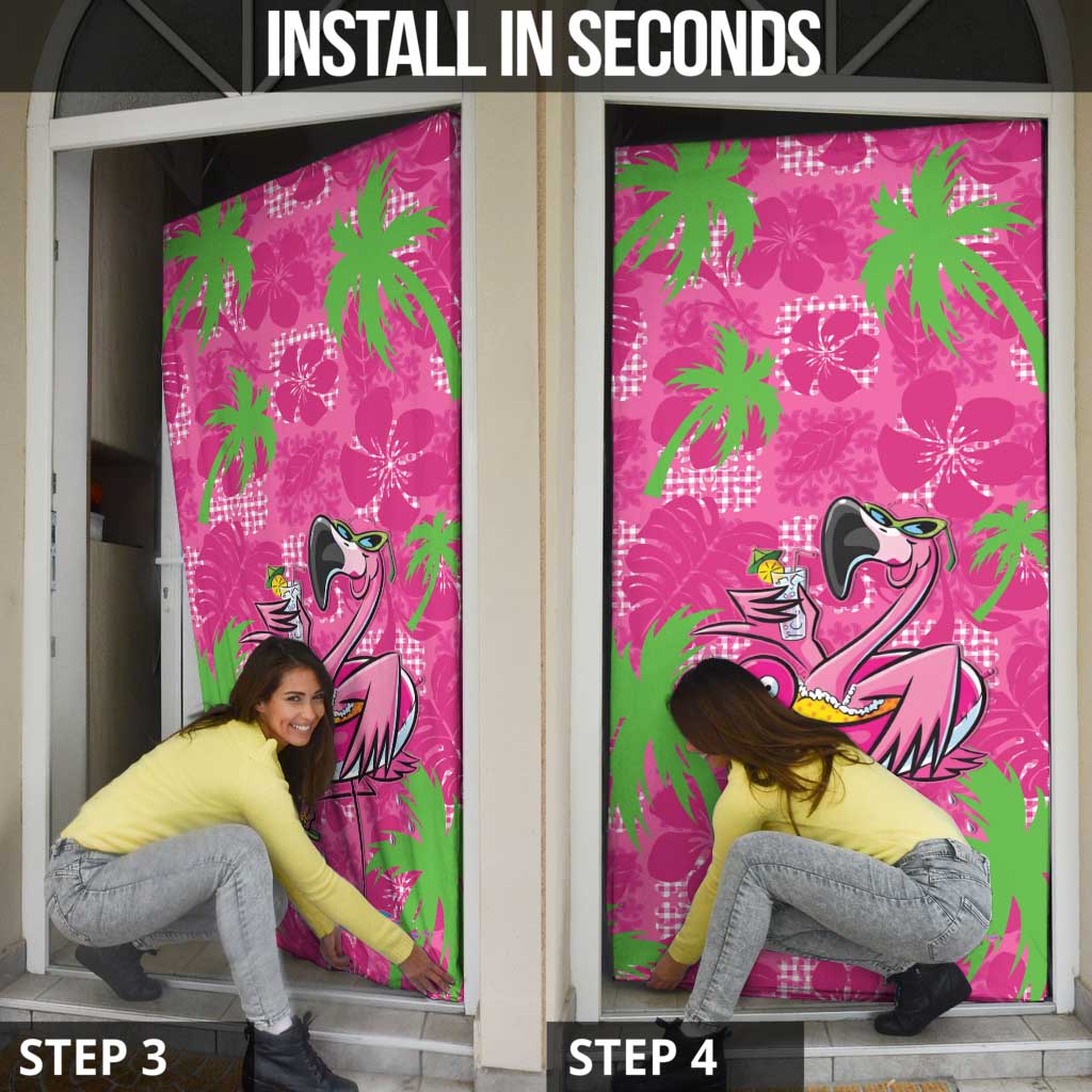 Aloha Hawaii Christmas Door Cover Mele Kalikimaka Chill Flamingo Palaka Quilt Motifs LT14 - Polynesian Pride