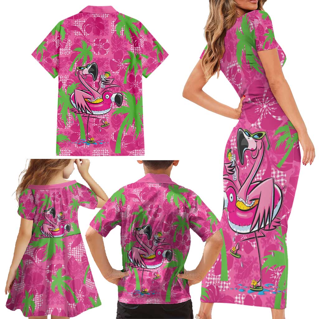 Aloha Hawaii Christmas Family Matching Short Sleeve Bodycon Dress and Hawaiian Shirt Mele Kalikimaka Chill Flamingo Palaka Quilt Motifs LT14 - Polynesian Pride