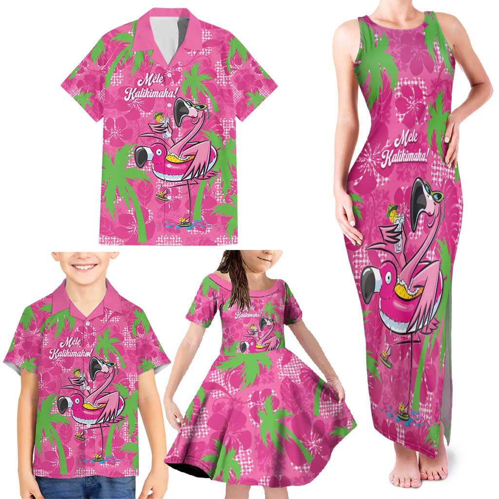 Aloha Hawaii Christmas Family Matching Tank Maxi Dress and Hawaiian Shirt Mele Kalikimaka Chill Flamingo Palaka Quilt Motifs LT14 - Polynesian Pride