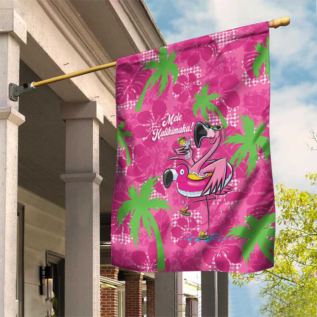 Aloha Hawaii Christmas Garden Flag Mele Kalikimaka Chill Flamingo Palaka Quilt Motifs - Polynesian Pride
