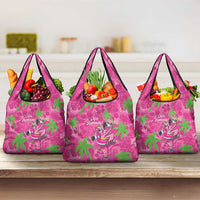 Aloha Hawaii Christmas Grocery Bag Mele Kalikimaka Chill Flamingo Palaka Quilt Motifs LT14 3-pack One Size Pink - Polynesian Pride
