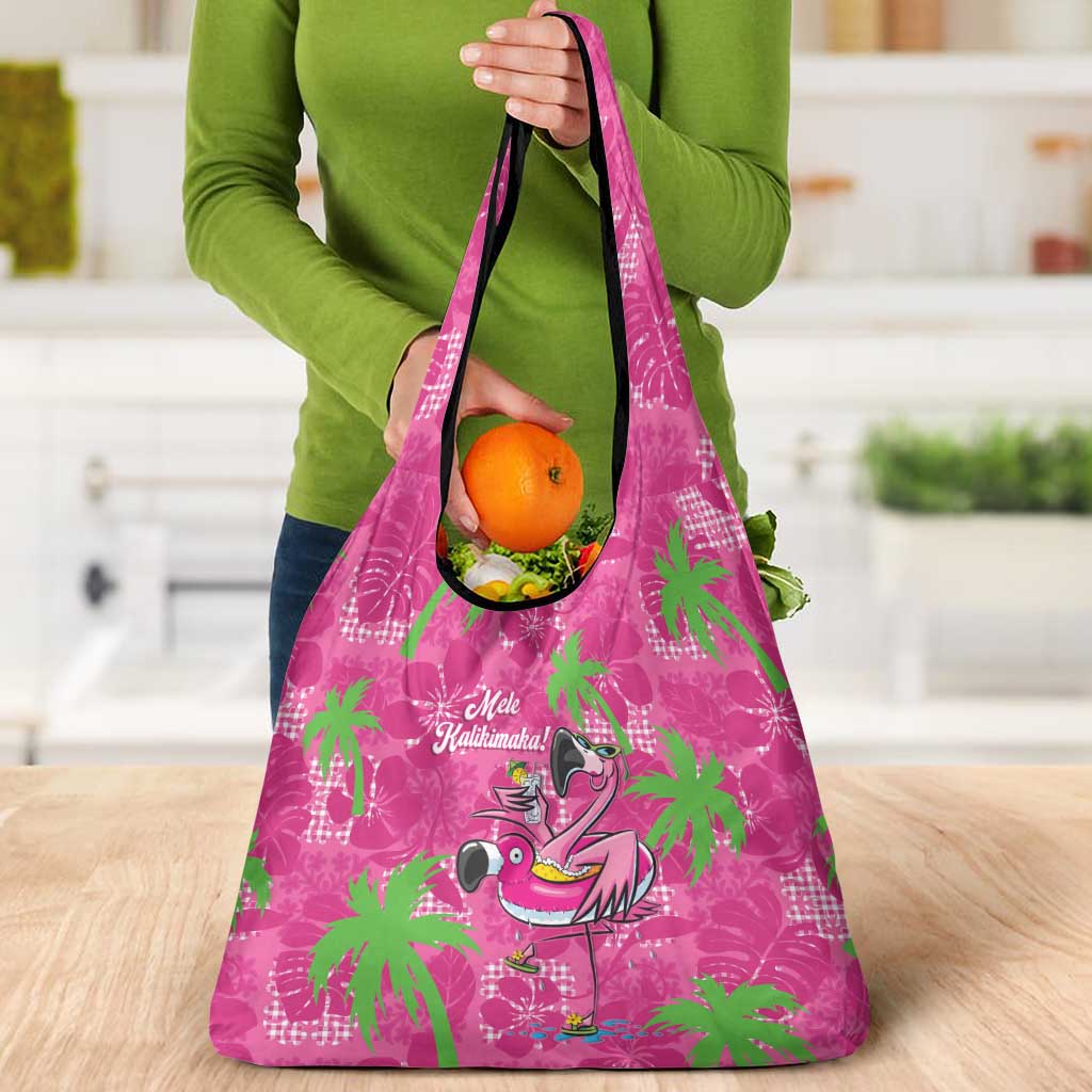Aloha Hawaii Christmas Grocery Bag Mele Kalikimaka Chill Flamingo Palaka Quilt Motifs LT14 - Polynesian Pride