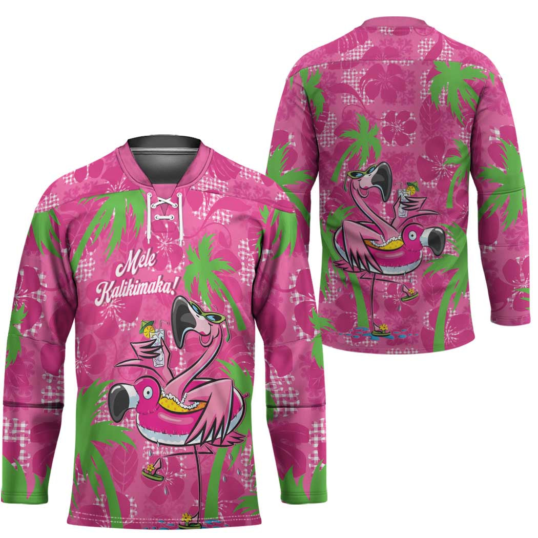 Aloha Hawaii Christmas Hockey Jersey Mele Kalikimaka Chill Flamingo Palaka Quilt Motifs LT14 - Polynesian Pride