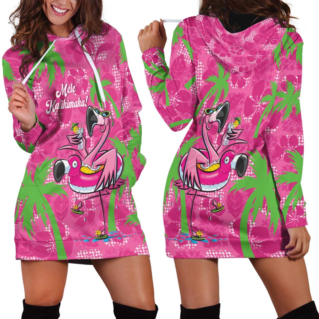 Aloha Hawaii Christmas Hoodie Dress Mele Kalikimaka Chill Flamingo Palaka Quilt Motifs LT14 - Polynesian Pride