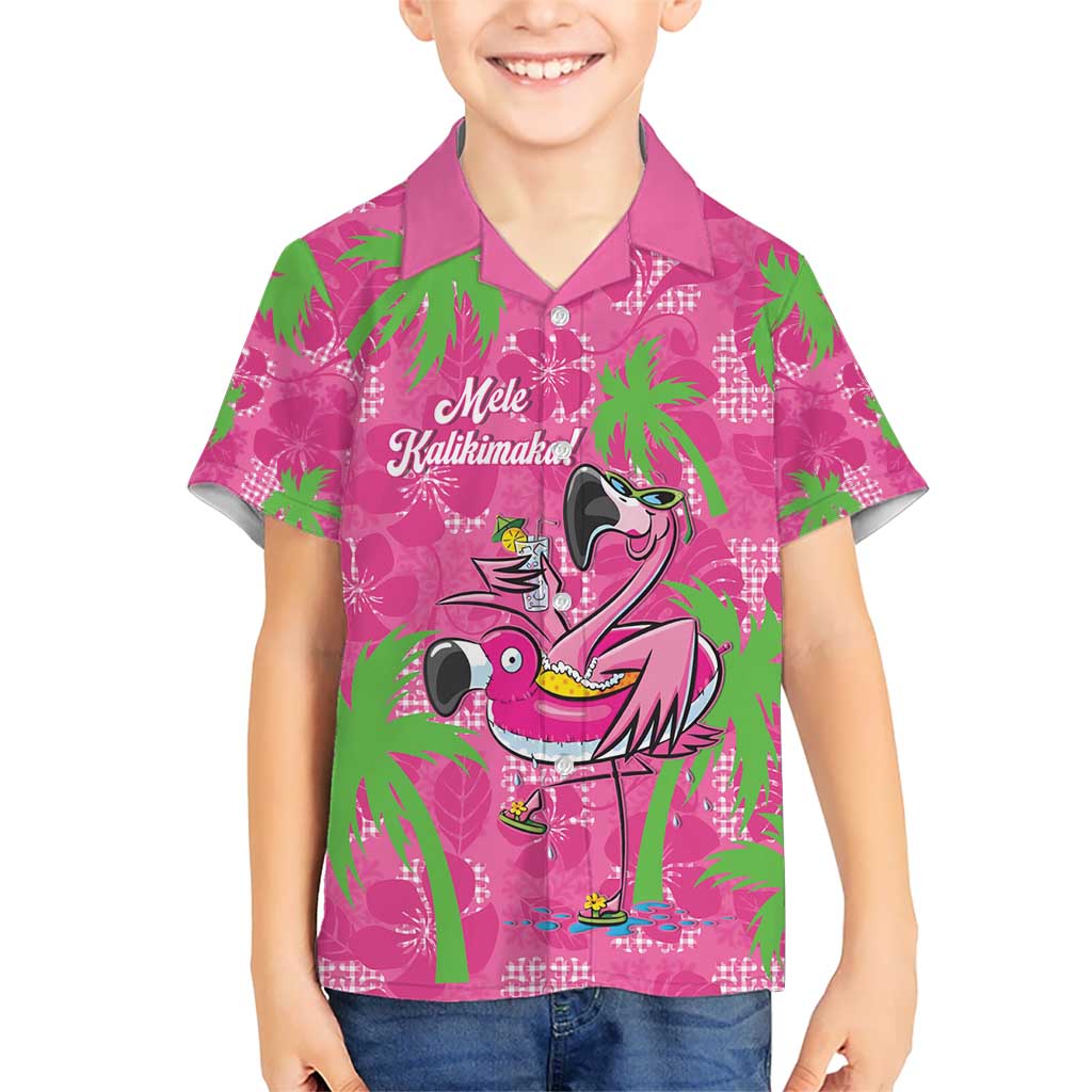 Aloha Hawaii Christmas Kid Hawaiian Shirt Mele Kalikimaka Chill Flamingo Palaka Quilt Motifs LT14 Kid Pink - Polynesian Pride