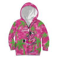 Aloha Hawaii Christmas Kid Hoodie Mele Kalikimaka Chill Flamingo Palaka Quilt Motifs LT14 Zip Hoodie Pink - Polynesian Pride
