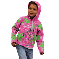 Aloha Hawaii Christmas Kid Hoodie Mele Kalikimaka Chill Flamingo Palaka Quilt Motifs LT14 - Polynesian Pride